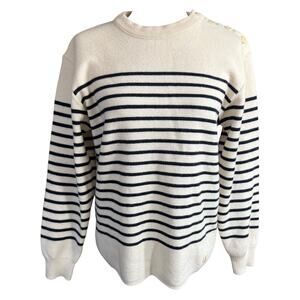 Armor Lux Molene Slim-Fit Buttons Striped Wool Sweater Cream L Fishermancore